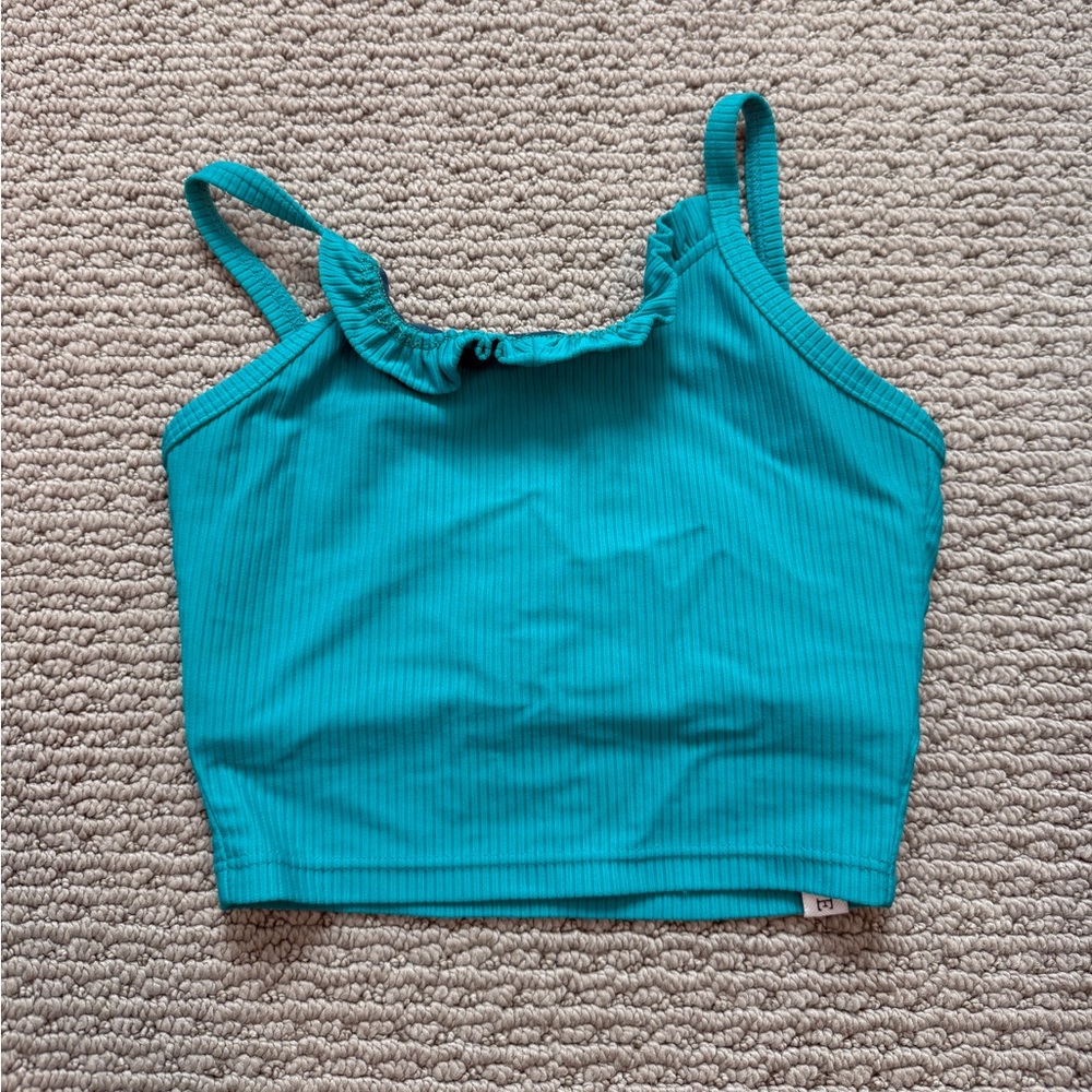 Five Dancewear Blue Cropped Top with built in Sports Bra Girls YL